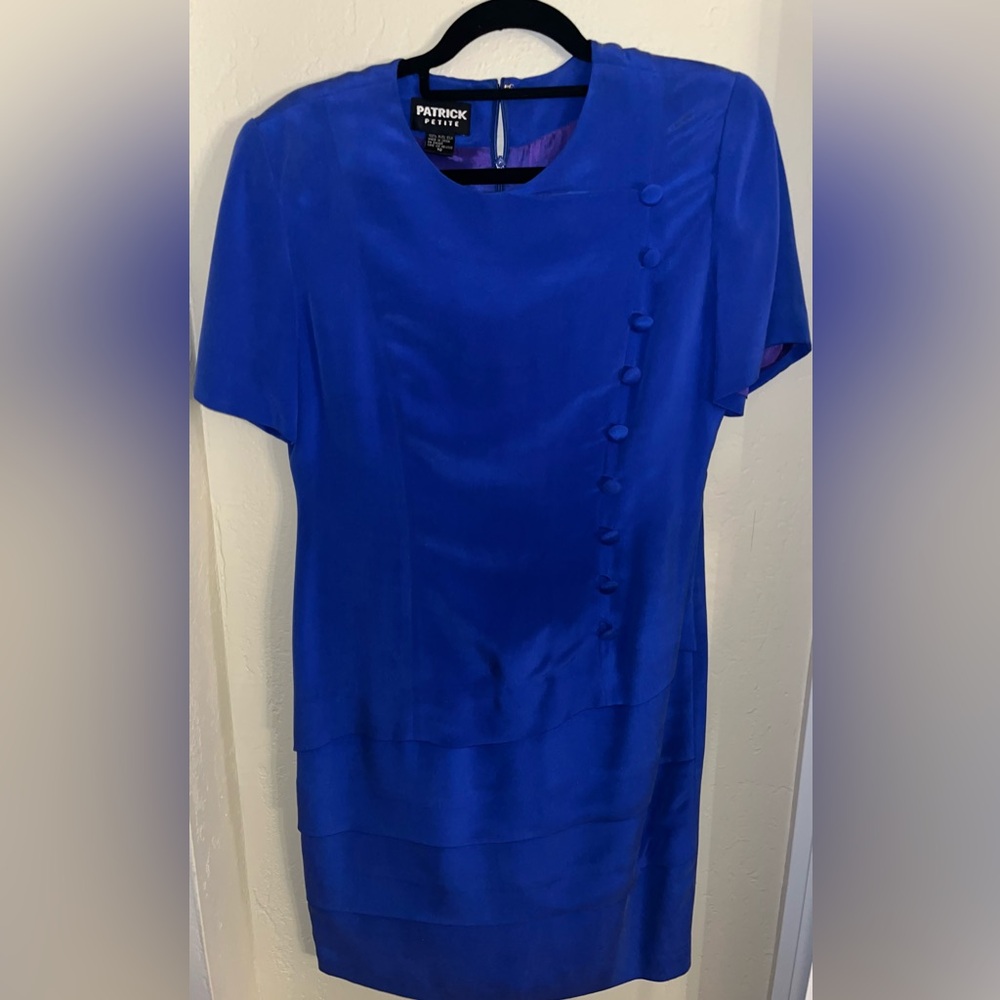 Patrick Petite vintage 100% pure silk Blue Women's Dress